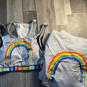 Rebel Women's Rainbow Sports Bra and light weight Jacket